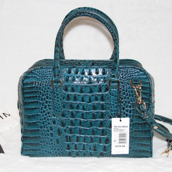 NWT BRAHMIN Marissa Satchel Teal Juniper Melbourne Designer Leather Purse